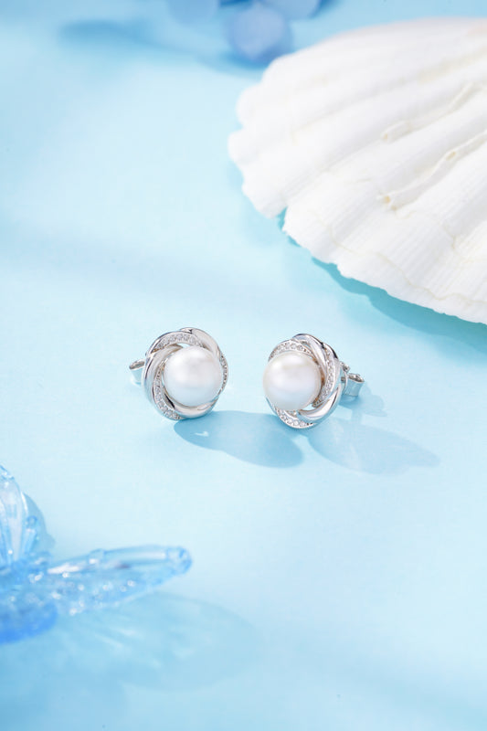 LiVin Gems Spiral Romance Pearl Earrings